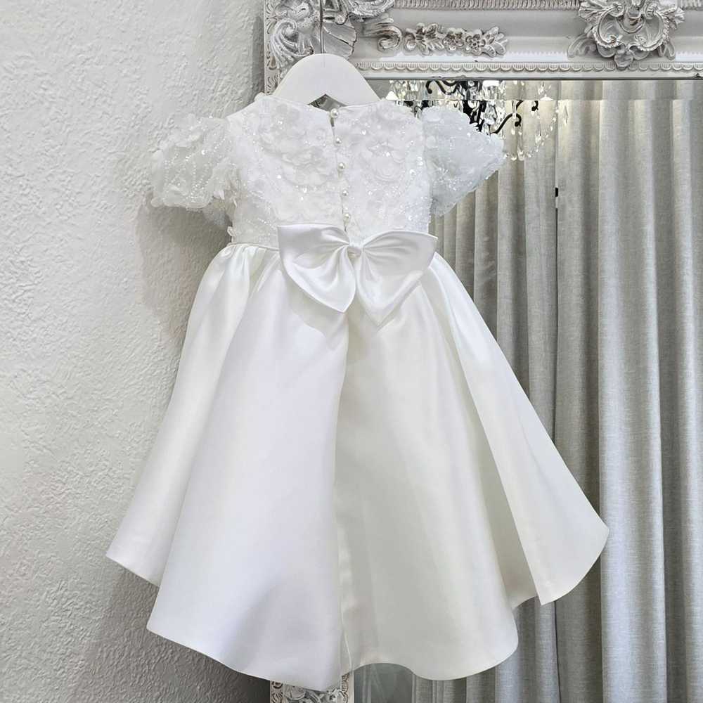 Lola ivory silk mikado girls dress