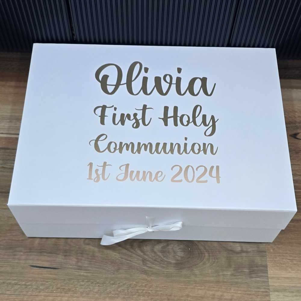 Personalized Communion Keepsake Box and Dress clean