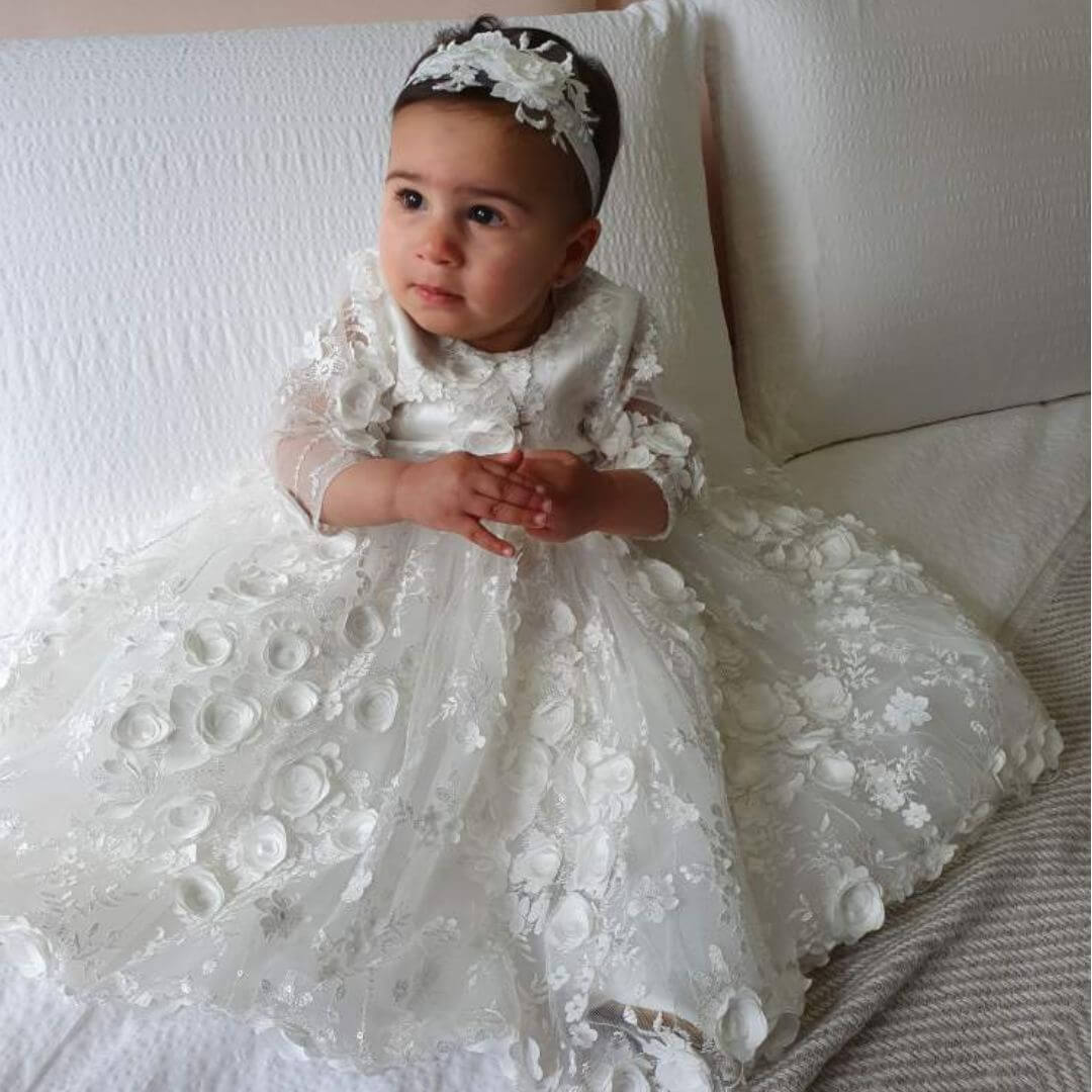 Baby Infant Lace Dress, Girls Baptism Outfit, Lace Christening